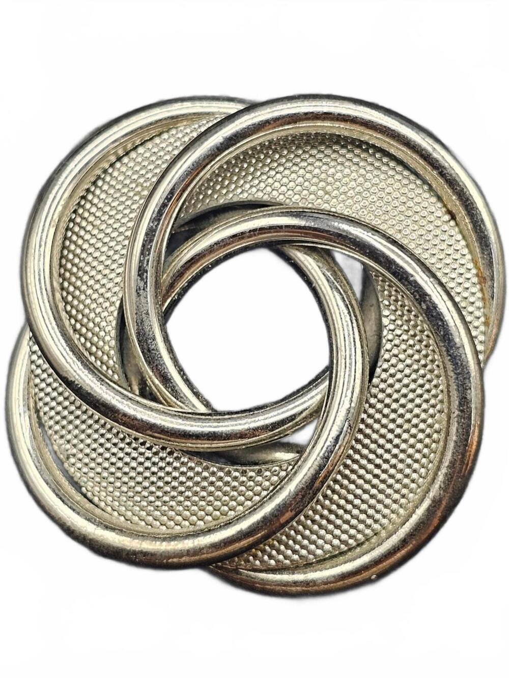 Silver Tone Interlocking Circle Brooch